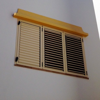 Decorative window shutters.